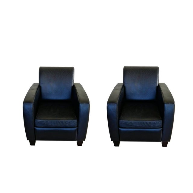 Animal Skin Art Deco Black Leather Armchairs, Set of 2 For Sale - Image 7 of 7