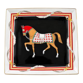 1970s Daniel Hechter French Equestrian Horse Porcelain Plate For Sale