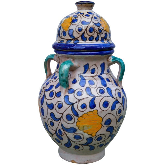 Mid 20th Century Blue & Orange Moroccan Vase For Sale - Image 10 of 10