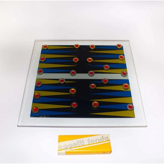 Crystal and brass chessboard by Antonella Fonda, set of 81 pieces -Art- Year: 1980 Architect Antonella Fonda Conditions:...