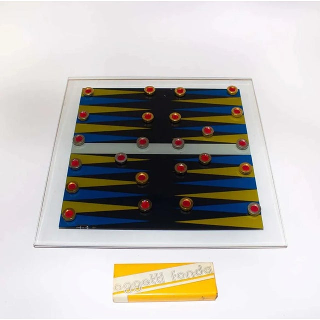 Crystal and brass chessboard by Antonella Fonda, set of 81 pieces -Art- Year: 1980 Architect Antonella Fonda Conditions:...