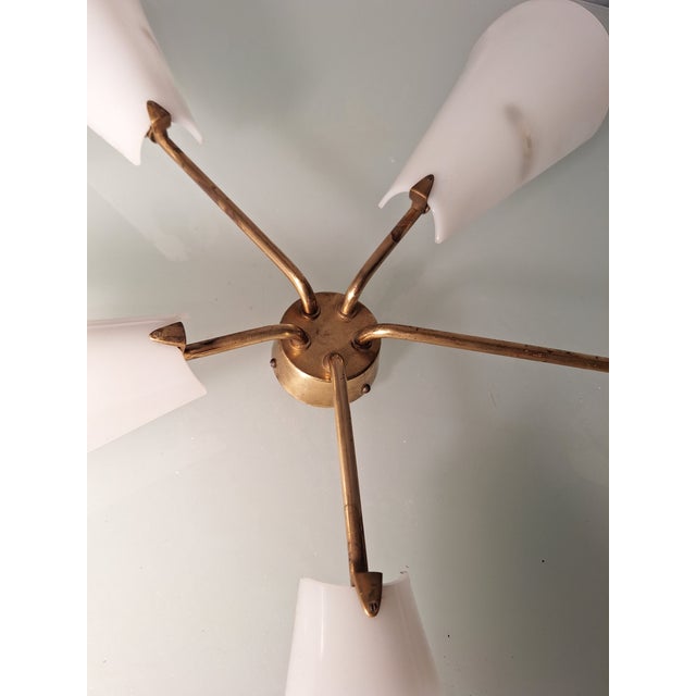 Metal Star-Shaped Wall Lamp in Brass and Acrylic Glass Lumen from Lumen Milano, 1950s For Sale - Image 7 of 10