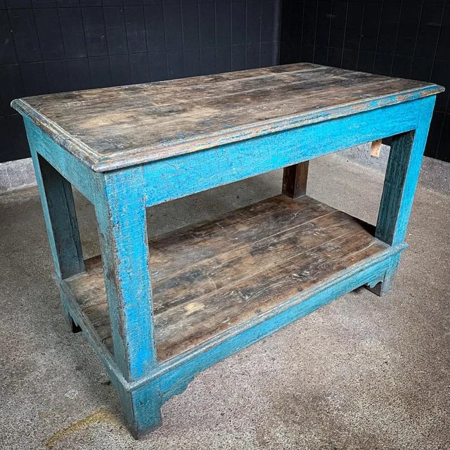 Blue Wooden Packing Table in Blue For Sale - Image 8 of 8