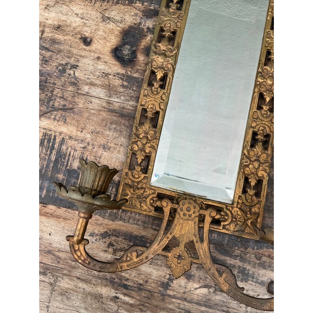 Metal Vintage Girandole Gilt Bronze Candlestick Mirror For Sale - Image 7 of 12