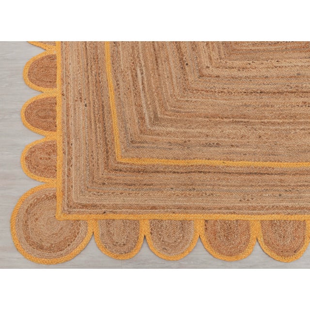 Boho Chic Orange Scallop Jute Handmade Rug 3'x5' Ft. For Sale - Image 3 of 10