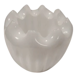 Vintage 1950s Fenton White Milk Glass Vase Rose Bowl, Scallop Edges