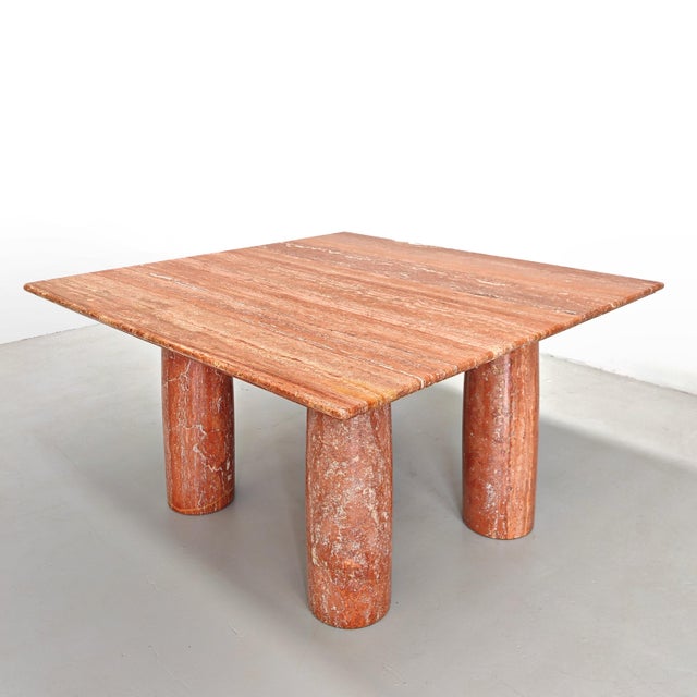 1970s Square Model Colonnato Table in Red Travertine Marble by Mario Bellini for Cassina, 1970s For Sale - Image 5 of 18