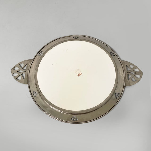 German Art Deco Tray in Ceramic and Metal with Flowers, 1930s For Sale - Image 13 of 16
