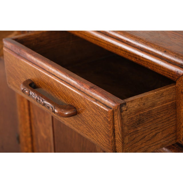 Vintage Art Deco Carved Oak Buffet Sideboard For Sale - Image 11 of 18