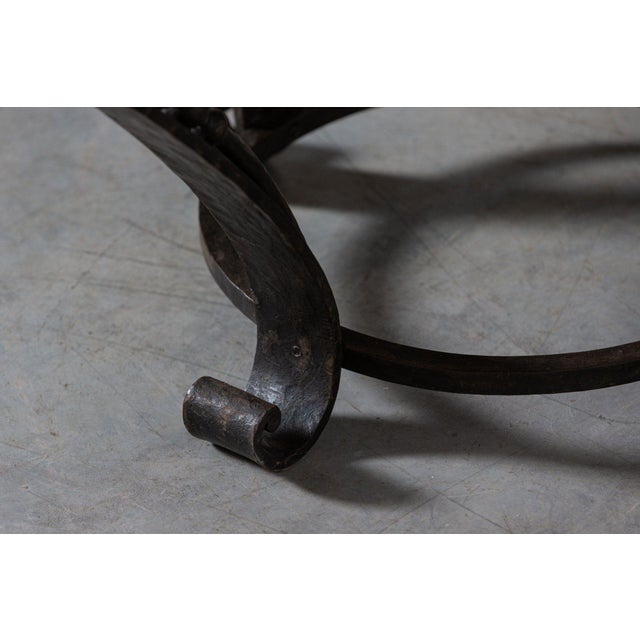 Large English Circular Marble Top Wrought Iron Table, 1950s For Sale - Image 12 of 17