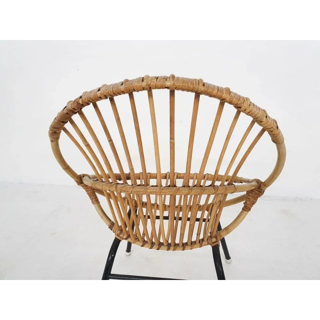 Black Rattan & Metal Lounge Chair from Rohe Noordwolde, the Netherlands, 1950s For Sale - Image 8 of 10