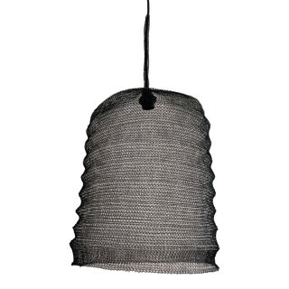 21st Century Handcrafted Knitted Lamp Wavy Bell in Black Color, D35cm For Sale