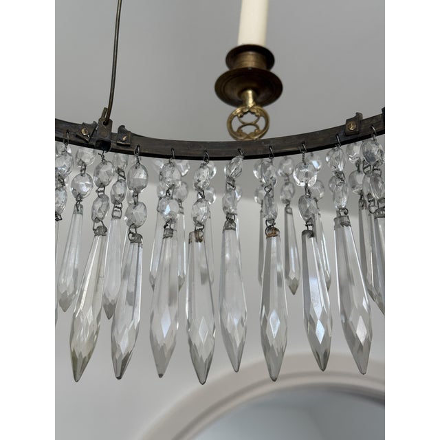 Swedish Brass and Crystal Chandelier,1800s For Sale - Image 4 of 10