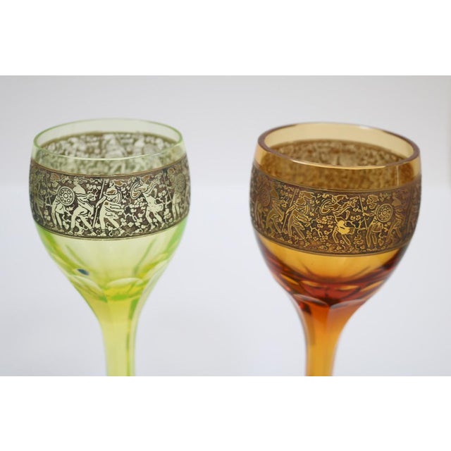 Art Deco Chalices by Ludwig Moser for Karlovy Vary, Former Czechoslovakia, 1920, Set of 5 For Sale - Image 3 of 14