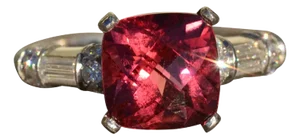 The Yancey: Ladies Vintage Checkerboard Cut Tourmaline and Diamond Ring