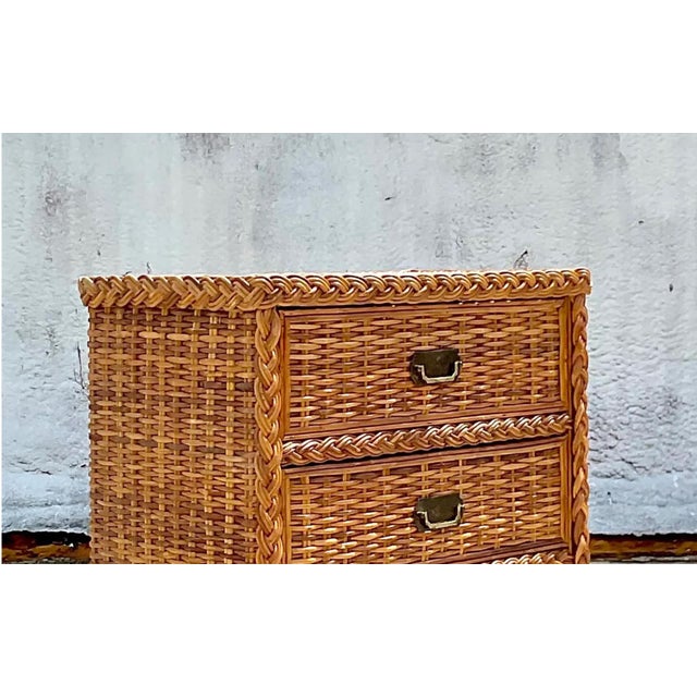 Chocolate Vintage Coastal Braided Rattan Chest of Drawers For Sale - Image 8 of 12