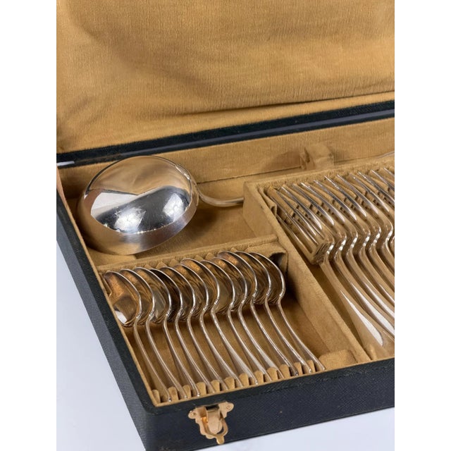 Mid-Century Modern Vintage French Japonais Silver-Plated Flatware Service from Christofle, France, 1930s, Set of 37 For Sale - Image 3 of 14
