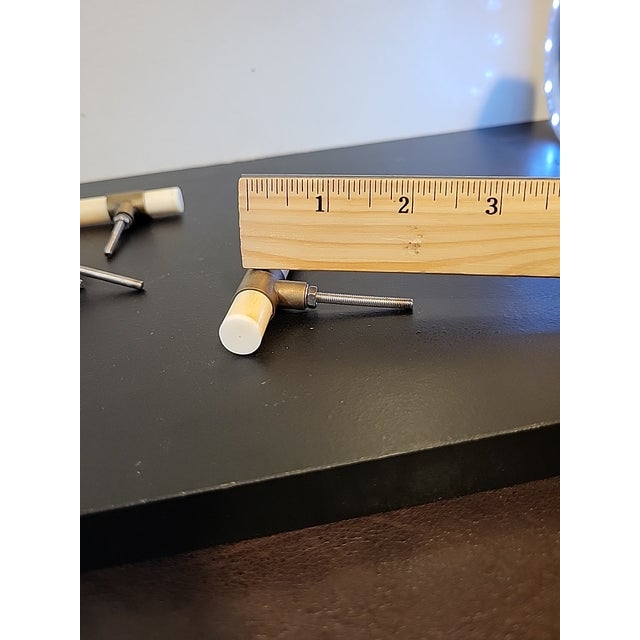 1960s White Quartz & Brass Knobs Drawer Pulls For Sale - Image 5 of 6