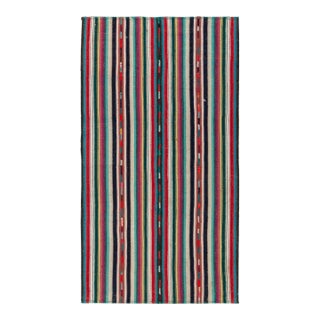 1950s Vintage Chaput Kilim Style in Multicolor Stripe Patterns For Sale