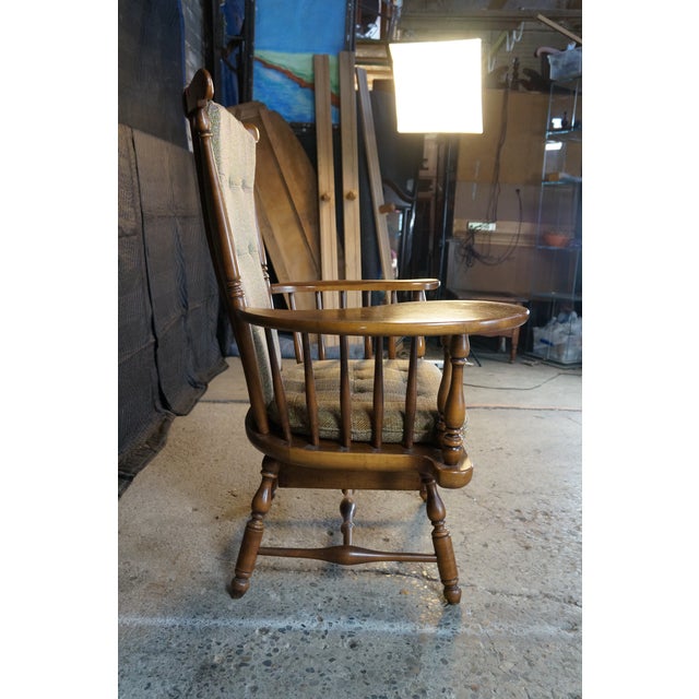 1960's Heywood Wakefield Windsor Back Maple Writing Desk Arm Chair With Drawer For Sale - Image 16 of 18