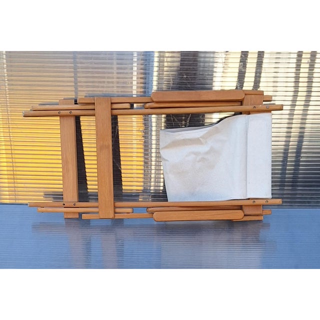 Vintage Foldable Deckchair in Light Mango Wood with Linen Cover from Camel, 1980s For Sale - Image 10 of 11