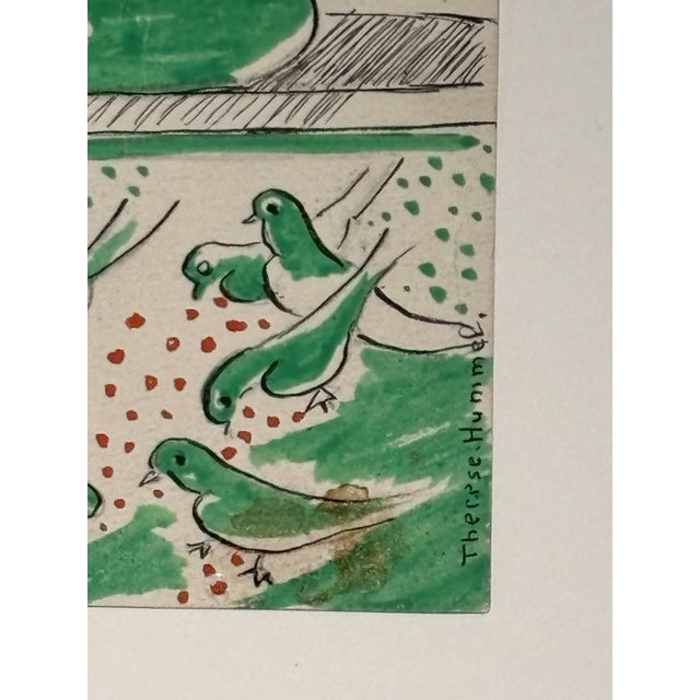 Paper Thérèse Hummel, The Lovers, Place De La Comédie, Watercolor, 20th Century, Framed For Sale - Image 7 of 9