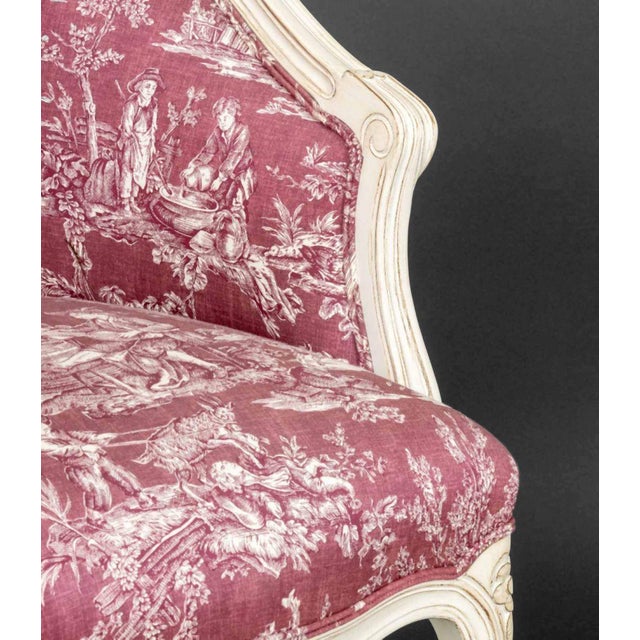 Louis XV Style White Painted Bergeres, Pair For Sale In New York - Image 6 of 7
