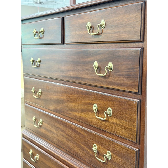 Late 20th Century Henkel Harris Mahogany Chest on Chest Tall Dresser For Sale In New York - Image 6 of 9