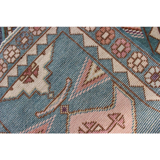 Vintage Turkish Oushak Runner With Teal, Rust, Ivory, and Lavender Tones For Sale - Image 12 of 13