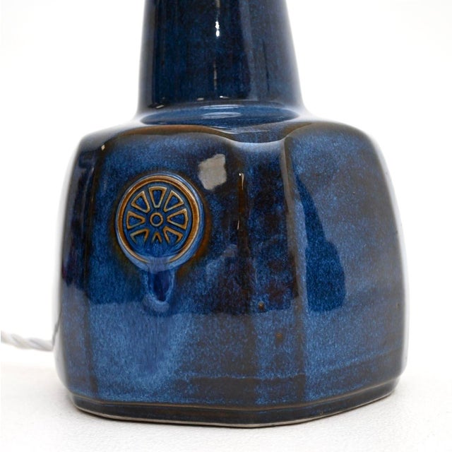 Blue Vintage Danish Ceramic Table Lamps by Einar Johansen for Soholm, 1960, Set of 2 For Sale - Image 8 of 11