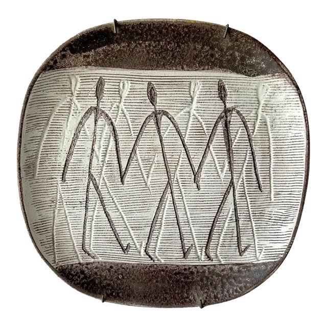 1950s Nancy Wickham Design Technics Modernist Studio Pottery Wall Plate For Sale