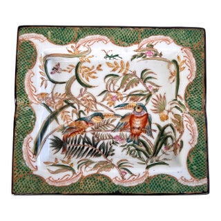 Vintage Gien France “Oiseaux De Paradis” Faience Vide Poche Tray For Sale
