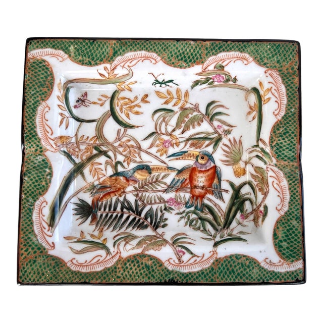 Vintage Gien France “Oiseaux De Paradis” Faience Vide Poche Tray For Sale