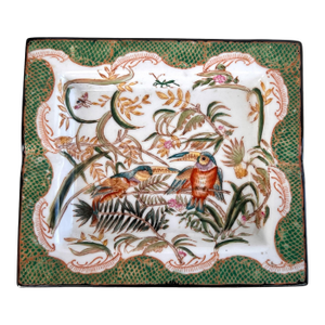 Vintage Gien France “Oiseaux De Paradis” Faience Vide Poche Tray
