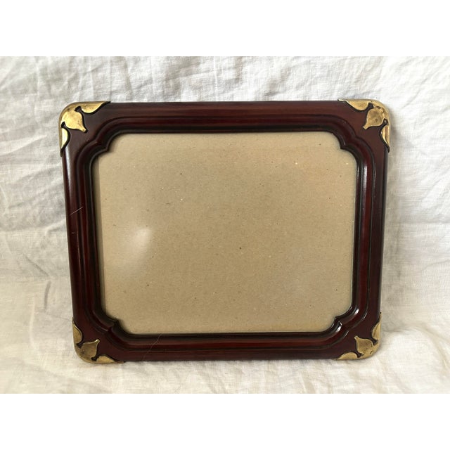 1980s Vintage Wood & Brass Picture Frame For Sale - Image 5 of 5