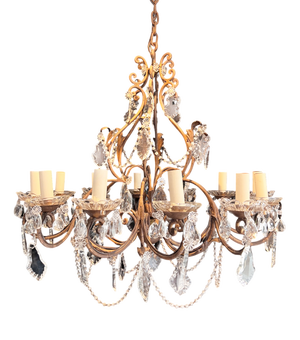 Large French Chandelier with Twelve Arms, 1920s