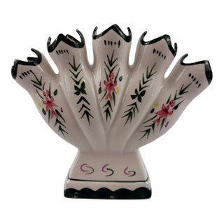 Vintage MCM 1995 c.m.i. Floral Ceramic 5 Finger Tulipiere Vase For Sale