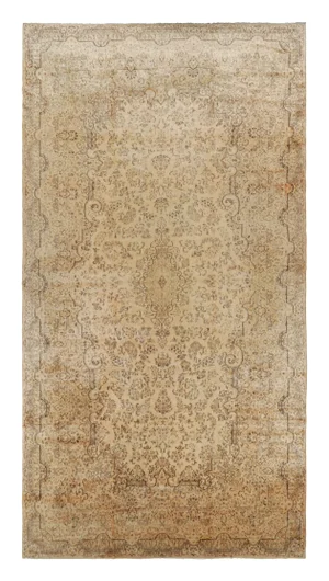 Oversized Antique Kerman Persian Rug in Beige With Floral Patterns | Rug & Kilim