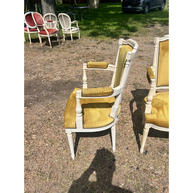 French 19th Century Louis XVI Painted Walnut Arm Chairs - Set of 2 For Sale - Image 12 of 12