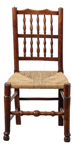 Early 19th Century English Oak Spindle Back Chair With Rush Seat