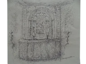 Bess Haddon Canright Spanish Colonial Pen and Ink Illustration