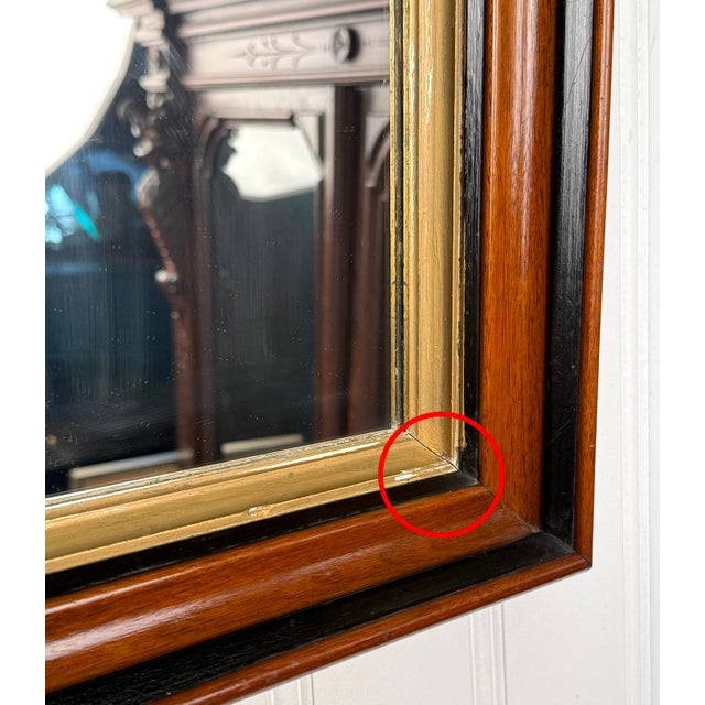 Antique Traditional Mahogany & Giltwood Wall Mirror - 12x14 For Sale - Image 9 of 11