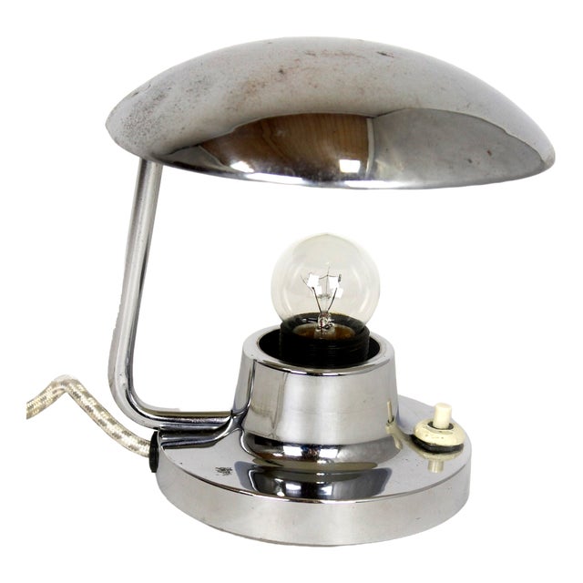 Bauhaus Chrome Model 1195 Table Lamp from Napako, Former Czechoslovakia, 1940s For Sale
