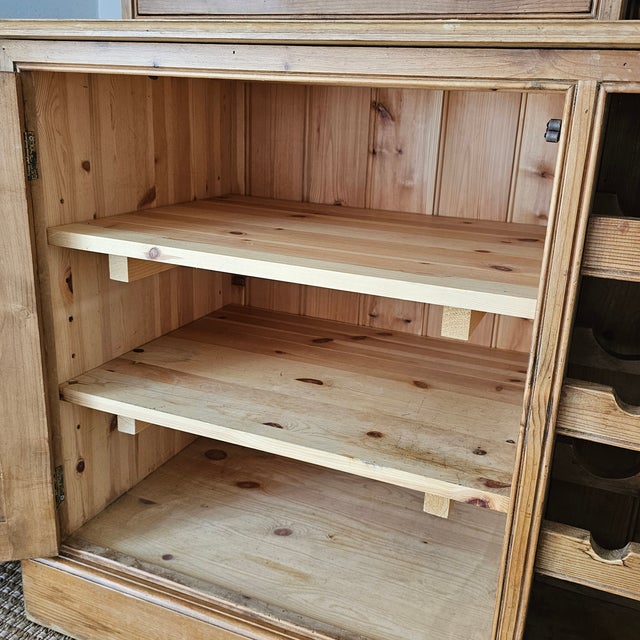 Vintage English Pine Kitchen Dresser With Plate Rack & Wine Storage For Sale - Image 13 of 17