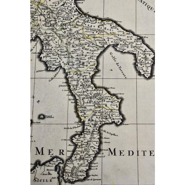 17th Century Naples and S. Italy: A Large 17th C. Hand-Colored Map by Sanson and Jaillot, 1692 For Sale - Image 5 of 5