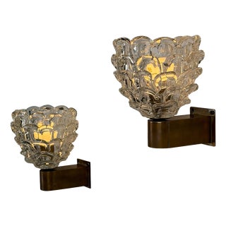 Vintage Festoni Wall Sconces by Ercole Barovier for Barovier & Toso, 1938, Set of 2 For Sale