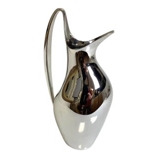 Mid Century Modern Georg Jensen Henning Koppel Pitcher Denmark Stainless Steel 11.25”h For Sale