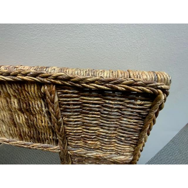 Large Vintage Square Abaca Woven Wall Mirror For Sale In West Palm - Image 6 of 7