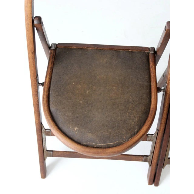 Antique Wooden Folding Chairs Pair For Sale - Image 12 of 13