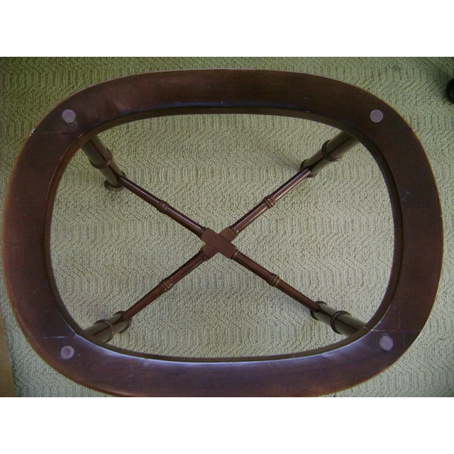Vintage Blue Willow Platter & Faux Bamboo Mahogany Base Side Table For Sale In New York - Image 6 of 8